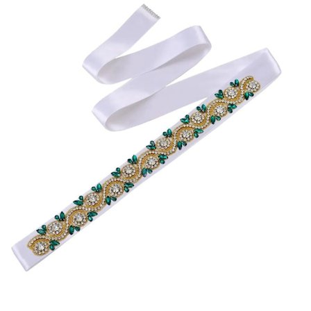 Brudekjole Bælte Rhinestones Golden Bælte HVID