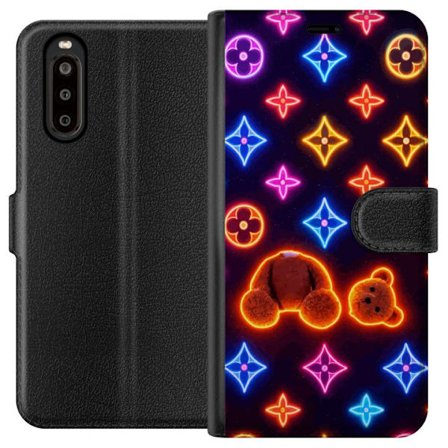 Yhteensopiva Lompakkokotelo Sony Sony Xperia 10 II Neonvärisellä ylellisellä kuviolla, jossa hehkuvia nalleja pop-taide-esteetiikassa