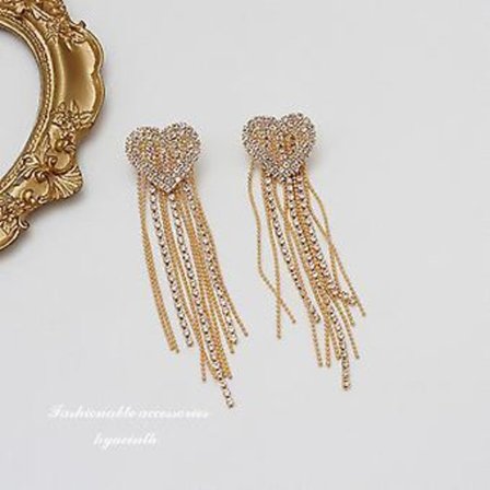 2023 Nye Mode Øreringe Damer Overdrevne Guld Sølv Farve Lange Kvaster Rhinestone Øreringe Bryllup Smykker Fødselsdag Gave-ed197 ( ED263-1)