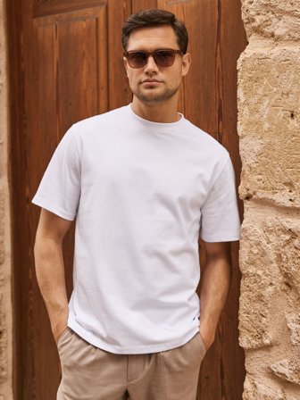 John Henric Men's White Casual Fit T-Shirt Cotton Size XL