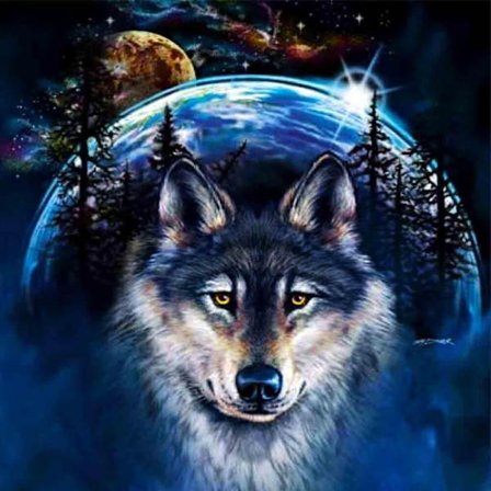 30 x 40 cm, Wolf Diamond Painting -timanttimaalauskirjonta