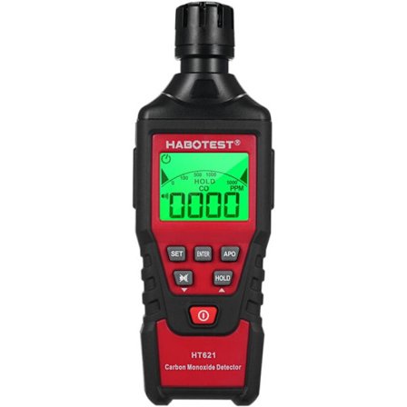 HT621 Bærbar karbonmonoksiddetektor, lyd- og visuell alarm, 0-5000PPM CO-alarm, bakgrunnsbelyst LCD-skjerm, for hjem, bil, camping, reise, av DEBUNS