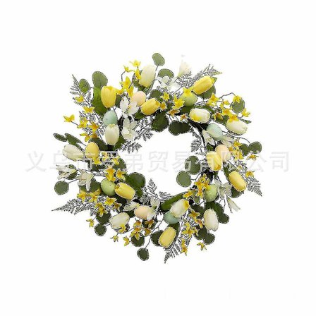 Påskehare vårkrans Kanin krans Inngangsdør vårdekorasjon Påskekrans Hengende kunstig blomsterkrans Kunst håndverk Feriedekorasjon Veggvin