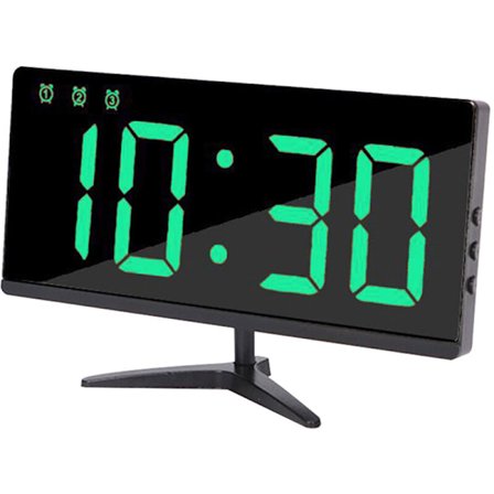 Digitalt vækkeur, LED-vækkeur med 4 indstillinger for lysstyrke, temperatur, dato, USB-opladningsport, nem betjening