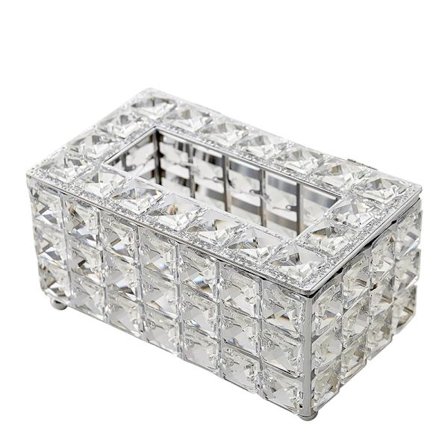 Kristall servettbehållare lock rektangulär, badrum ansikts servett behållare, kristall byrå topp servett behållare, servett behållare för badrum kit