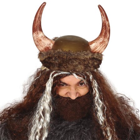 Vikingahjälm med Horn och Pälskant