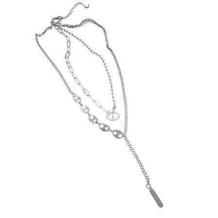 Geometrisk kedja dubbelt halsband, kedja temperament mode person