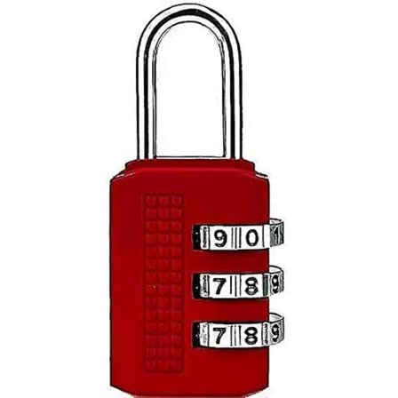 Nyckellöst 3-siffrigt kombinationshänglås Lätt att ställa in din egen kombinationshänglås, Röd.