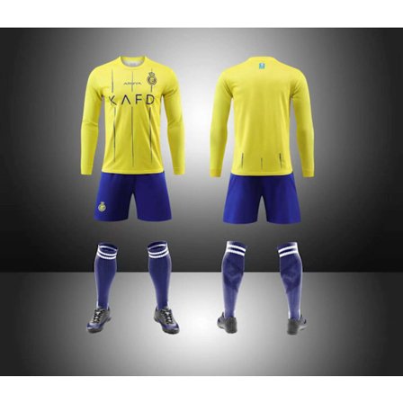 Al-Nassr - Kotipaita, shortsit ja sukat lapsille - Pitkähihainen syksy/talvi 2023/2024 - Ilman numeroita - Nuorten ja lasten koot