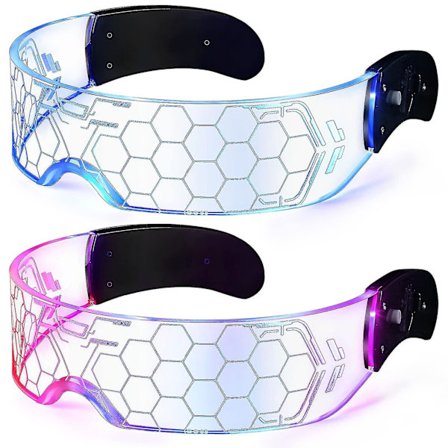 2 stk. Lysende Briller Futuristiske Led Briller Led Solbriller Lysende Briller