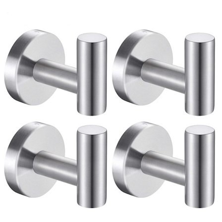 4-pack Handdukskrokar Sandfärgad 304 Rostfritt Stål Badrum Garderob Svamp Badrock Väggmontering Rund
