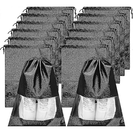 12 stk. skoposer til rejser - Store støvtætte snøreposer til pakning af sko til mænd og kvinder KWO