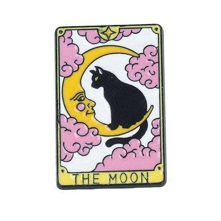 Cap Pins - Multi Accessoire - Tarot Cat Moon Metal Enamel Pin @ Hatstore