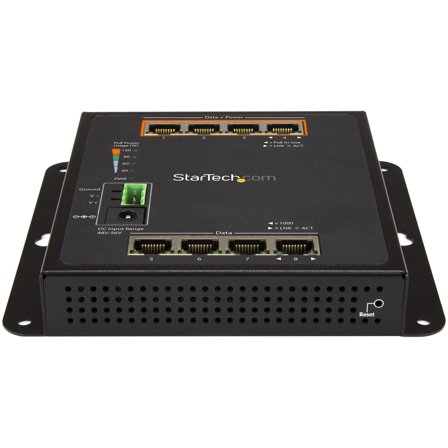 StarTech Industrial 8 Port Gigabit PoE Switch, 4 x PoE+ 30W, Power Over Ethernet, Hardened GbE Layer/L2 Managed Switch, Rugged High Power Gigabit