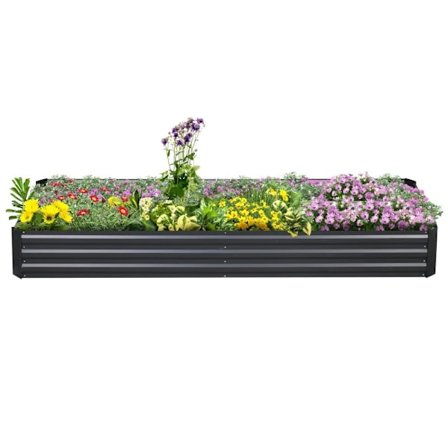Rootz Steel Højbed - Haveplantekasse - Grøntsagsbed - Rustbestandig - Ukrudtsbekæmpelse - Nem montering - 241 cm x 90,5 cm x 30 cm