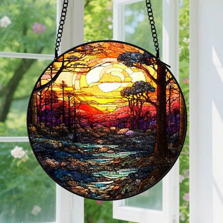 Auringonlaskun metsäpuro Akryyli-ikkunakoriste - Akryylikoriste naisille, miehille, vaimolle, rakastavaisille ja äidille, vuosipäivä- ja 