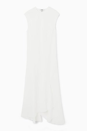 COS Women's Draped Asymmetric Maxi Dress in White