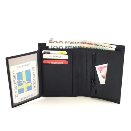 Herrplånbok i äkta skinn, med flera fack, svenskt design
