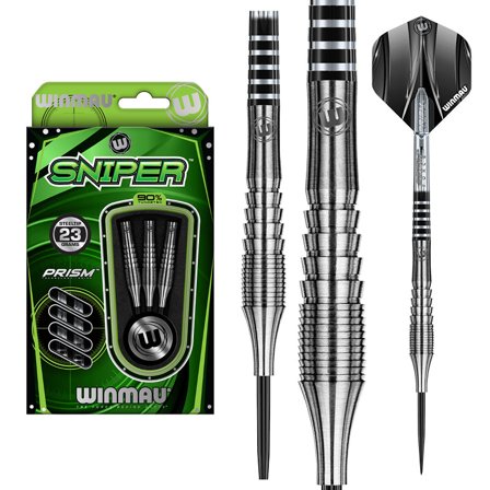 Winmau Sniper 1 Darts 21g/23g Steel Tip Tungsten Darts - Professional Darts Flights,Prism Design,Silver/Black