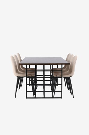 Venture Home - Spisegruppe Ystad med 6 stole Polar - Brun - Spisebordssæt 6 personer - Fra Homeroom