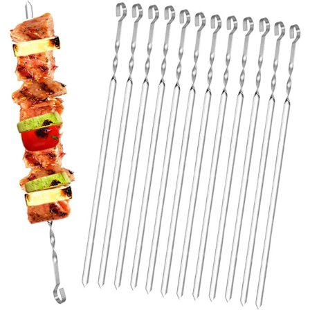 20 Pakk (36cm) Rustfritt Stål Grillspyd for Grill, Flatt Metall