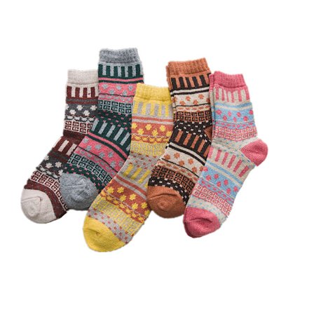 5 Par Damesokker Vinter Uld Varme Tykke Crew Fuzzy Sokker f,ZQKLA