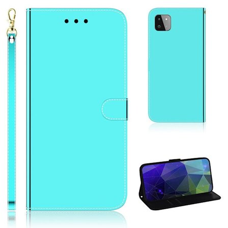 Mirror Samsung Galaxy A22 5G Läppäkotelo - Syaani