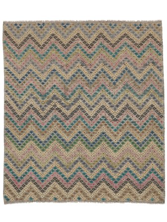 Kelim Afghan Old Stil Teppich 257X300 Braun/Schwarz Großer Wolle, Afghanistan