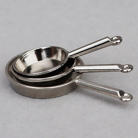 1Sett 1:12 Dukkehus Miniatyr Stekepanne gryte Metall Cookwa
