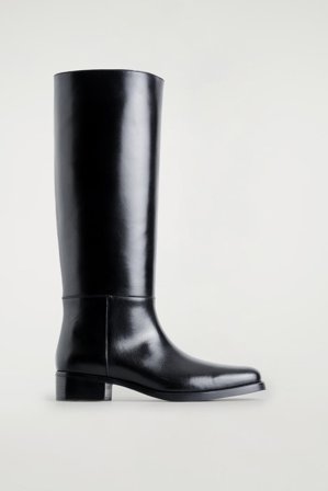 COS Frauen Kniehohe Lederstiefel in Schwarz