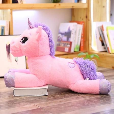 1 st 80 cm stor storlek enhörning plyschleksaker mjuka fyllda tecknade enhörningsdockor djurhäst hög kvalitet barn födelsedagspresent[HK] pink 60cm