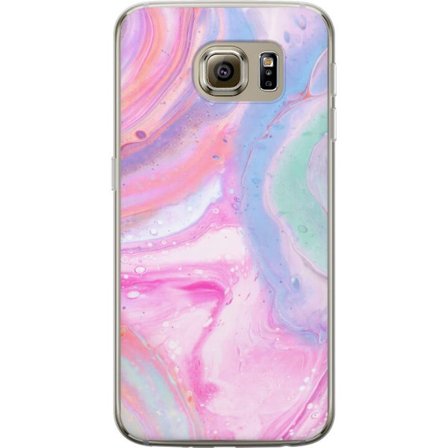 Kompatibel Mobilcover til Samsung Samsung Galaxy S6 Abstrakt pastelfarvet marmor kunst med flydende akryl effekt i lyserød, blå og grøn til moderne