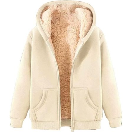 Vinterjakke til kvinder - varm fleecejakke med hætte