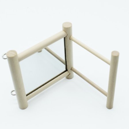 Spegel med träpinne för fågel 10 x 10 cm