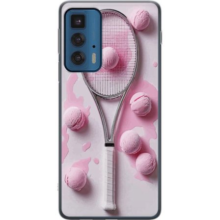 Kompatibel Mobilcover til Motorola Motorola Edge 20 Pro Rosa glaskugler og tennisketsjer i et kreativt stillbillede med legende popfølelse og moderne