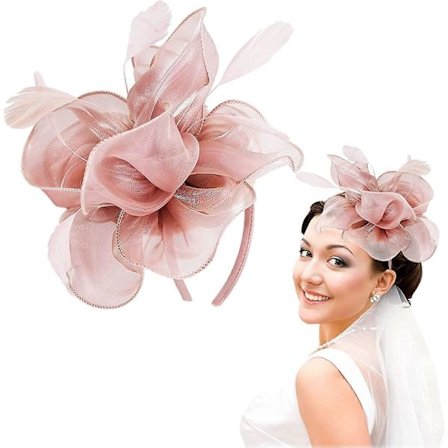 Fascinator Mesh, Fascinator Minihatt Dame Bryllup Hårtilbehør, Jockey Festival Mesh Topphatt Hodeplagg, Rosa