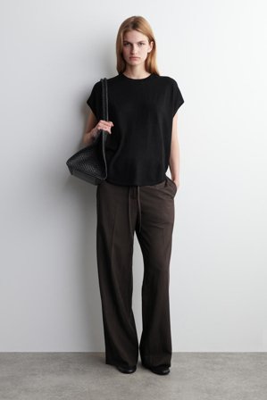 COS Women's Circle-Cut Merino Wool Top in Black