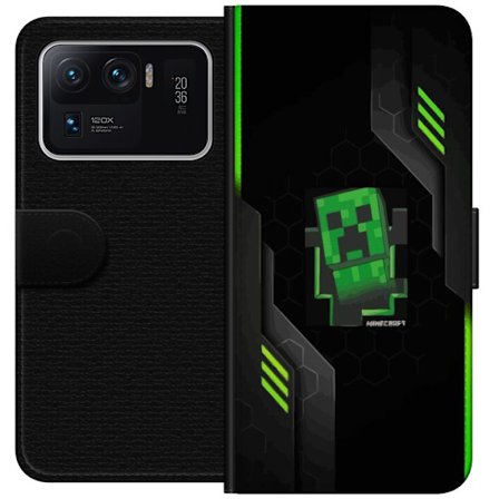 Kompatibelt Lommeboketui til Xiaomi Xiaomi Mi 11 Ultra Grønn pikselbasert creeper-lignende spillillustrasjon med futuristiske neoninnslag og mørk te