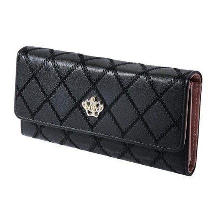 Damepung med rutete mønster og gullfarget krone Svart