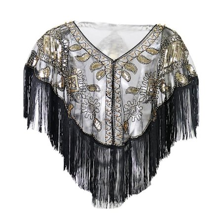 Dame Sjal Evening Prom Cape SVART&GULL