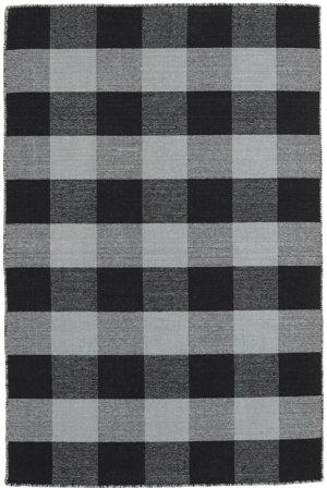 Check Kilim 120X180 Klein Schwarz/Grau Kariert Teppich