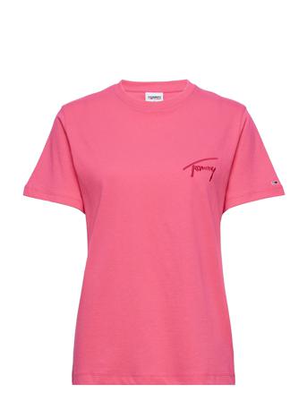 Tjw Rlxd Tommy Signature Ss T-shirts & Tops Short-sleeved Rosa Tommy Jeans