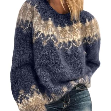 Klassisk Mohair Stickad Tröja För Höst Vinter Andas Och blue L