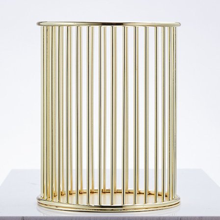 Metalopbevaringskurv Enkel hul metaltråd Skrivebordspapir Organizer Multifunktionel penholder til bestik Guld