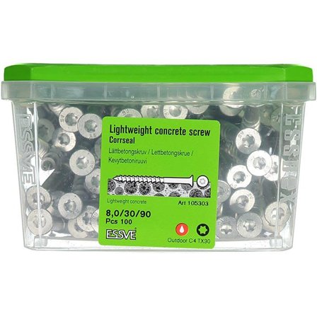 ESSVE CorrSeal TX30 Lättbetongskruv 8,0x90mm, 100-pack, Infästning