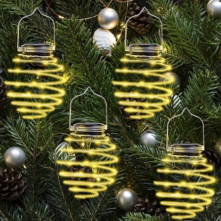 Pieces Udendørs LED Spiral Solcellelampe, Metal Hængende Solcellelampe, S