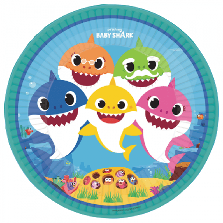 Tallrikar Baby Shark familjen 8-pack - Baby Shark Kalas Dekoration - Kalaslagret.se