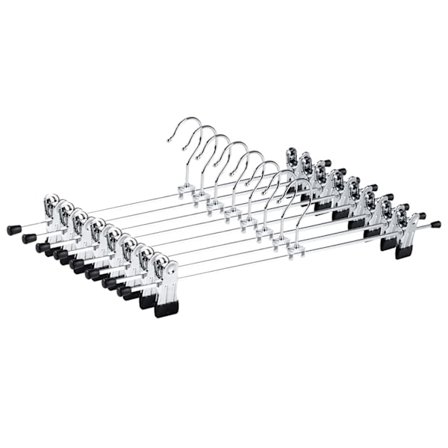 10 stk 40 cm krom jern kleshengere, sølv metall buksehengere bukser shorts skjørt sokker undertøy, med sklisikre klips