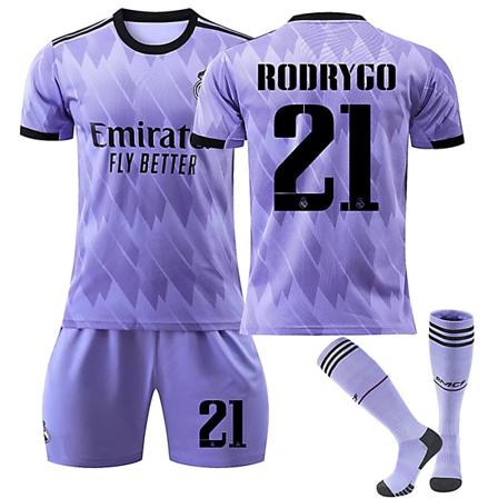 Real Madrid CF -23 Bortalag Jersey RODRYGO Nr 21 Fotballtrøye kit W 22