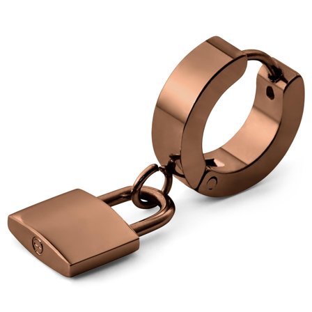 Floyd Creole mit Kupferfarbenem Vorhängeschloss-Anhänger für Männer - Creolen mit Anhänger